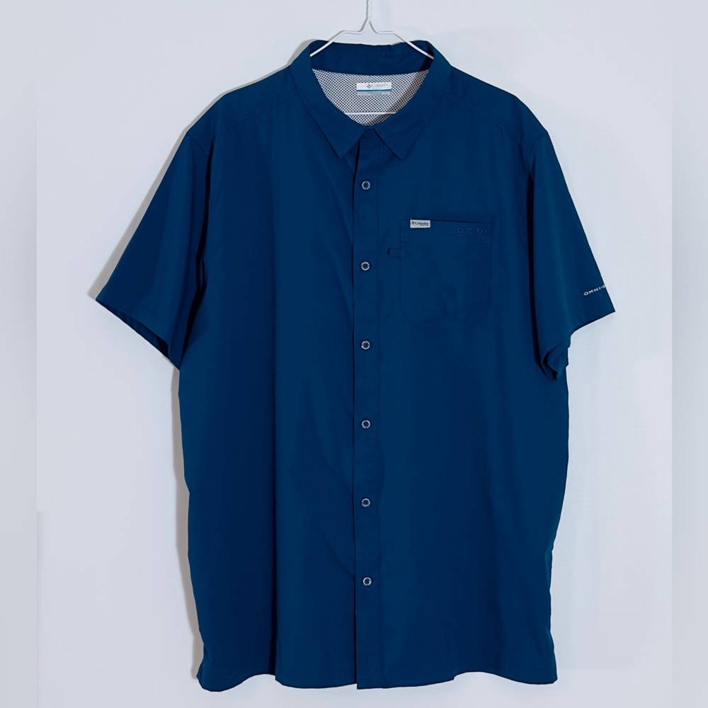 Columbia PFG Omni Shield Men's Deep Blue Casual Button Down Shirt XL